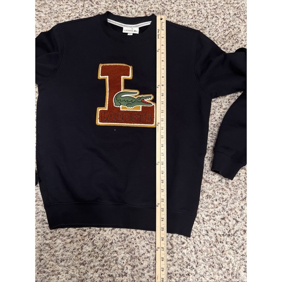 Lacoste Men's Varsity Blue Cotton Blend Tennis Sweater 80s Vintage, Sz S - Picture 5 of 8